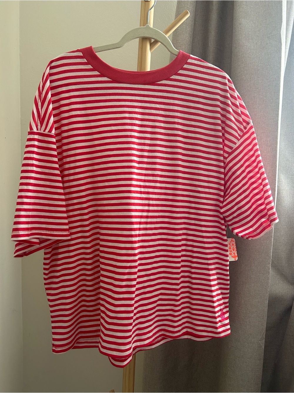 FP Movement by Free People Red & White Striped Short Sleeve Tee